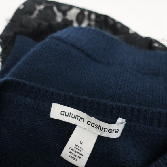 Autumn Cashmere Lace-Hem Sweater Navy Size Small - Picture 4 of 5
